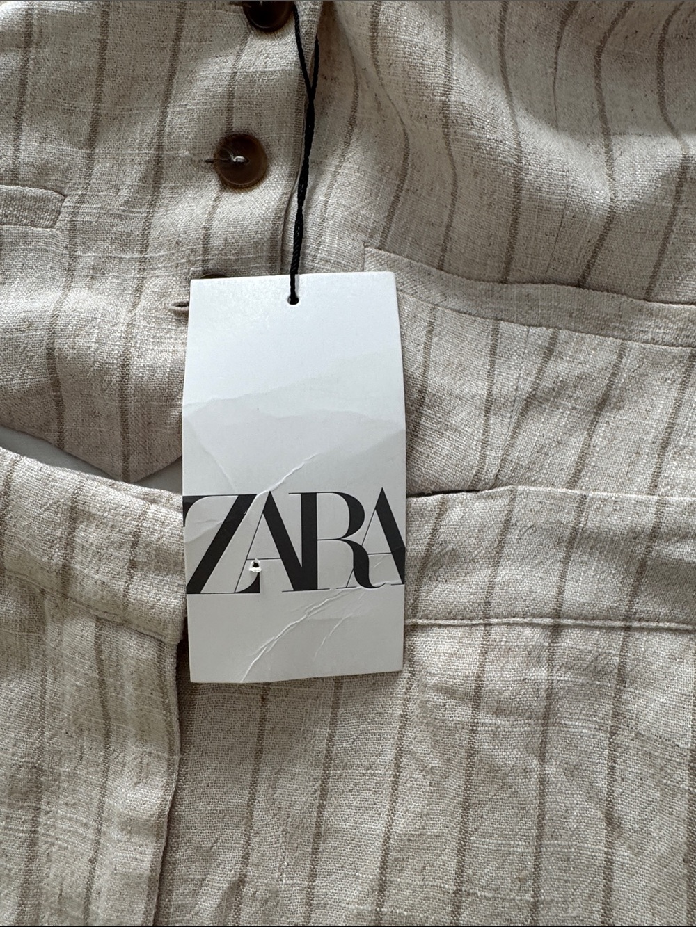 Zara Cream Pinstripe Wide Leg Jumpsuit - Picture 6 of 8